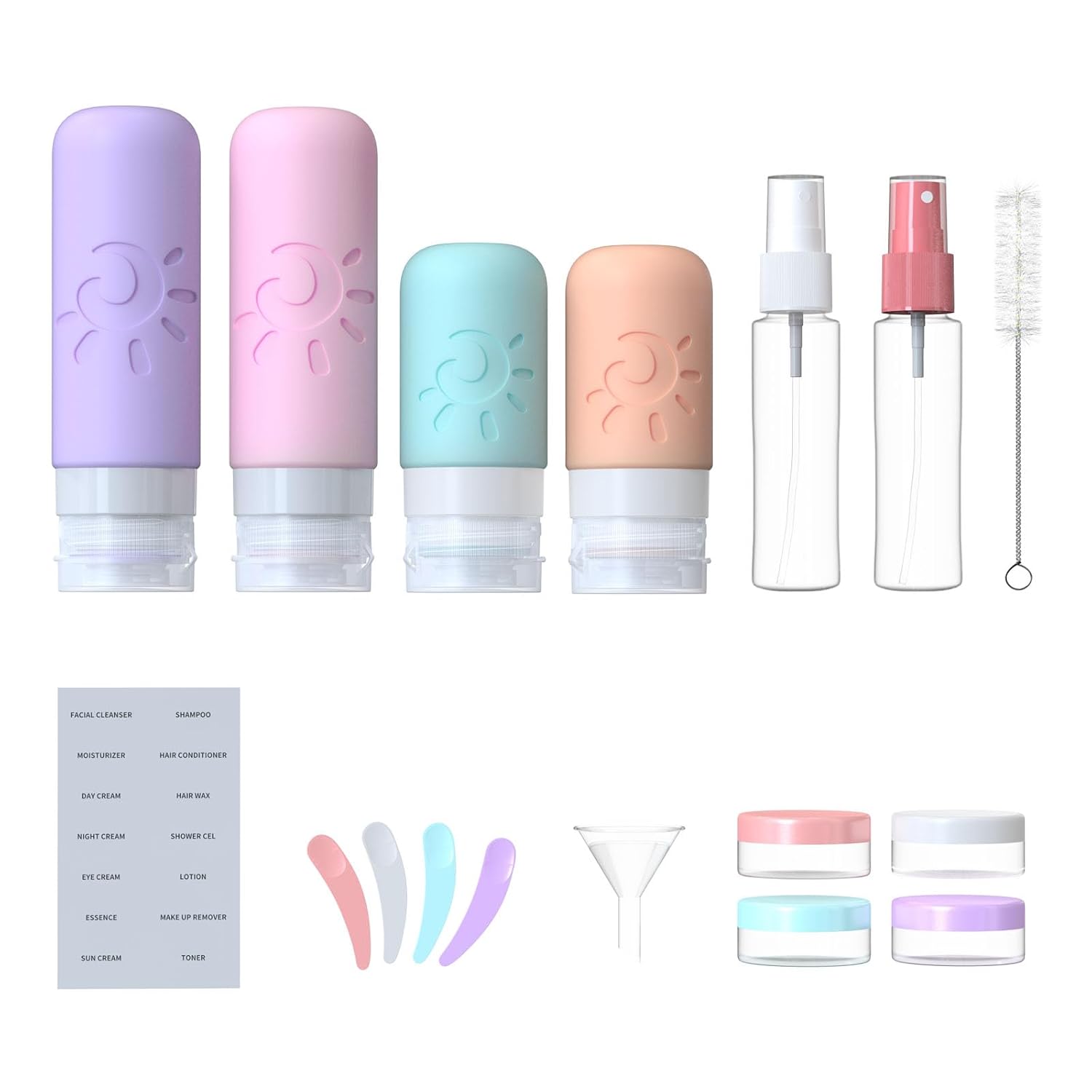 18 Pack travel Bottles for Toiletries, TSA Approved Silicone Travel Containers Leak Proof Refillable Travel Accessories for Shampoo Conditioner Lotion Body Wash(Multicolored C) - Image 3