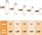 Mr. Pen 300 Pack Safety Pins, Assorted 5 Different Sized, Nickel Plated Steel, Rust Resistant, Small & Large Sizes, Bulk, for Clothes, Crafts, Pinning, Sewing, Art - Image 3