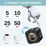 KADAMS Pomodoro Cube Timer Productivity Visual Timer - 5/10/25/50 Min Rotating Countdown, Customize Countup Silent Mode- for Work Study Cook Workout Kitchen Back to School Classroom(Black) - Image 3
