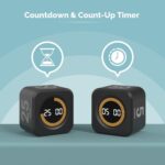 KADAMS Pomodoro Cube Timer Productivity Visual Timer - 5/10/25/50 Min Rotating Countdown, Customize Countup Silent Mode- for Work Study Cook Workout Kitchen Back to School Classroom(Black) - Image 4