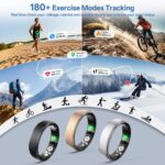 Smart Ring for Women Men, Health Fitness Tracker Ring with Heart Rate/Sleep Tracker/Blood Oxygen/HRV/Stress/Calorie/Steps, IP68 Waterproof for iOS & Android, No APP Fees(Black,12#) - Image 4