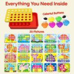 AMOSTING Button Art Toy – Educational Color Matching Mosaic Pegboard Sensory Learning Activity for Kids Age 3 4 5, Preschool Gift for Toddlers, Boys and Girls - Image 4