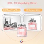 MIYADIVA Compact Mirror, 30X Magnifying Mirror, Pocket Mirror for Purse, Travel Makeup Mirror with 30X/1X Magnification, Travel Essentials Mirrors, Precision Tweezers, Present for Girls - Image 6