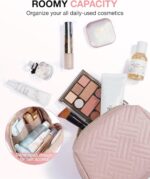 BAGSMART Small Makeup Bag, Travel Cosmetic Bag Make Up Pouch Small Travel Essentials for Women Dorm Room Essentials Pouch,Water-resistant Toiletry Bag,Makeup Organizer Bag, Pink - Image 6