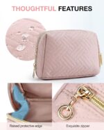 BAGSMART Small Makeup Bag, Travel Cosmetic Bag Make Up Pouch Small Travel Essentials for Women Dorm Room Essentials Pouch,Water-resistant Toiletry Bag,Makeup Organizer Bag, Pink - Image 9