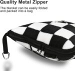 Travel Blanket and Pillow Compact, Premium Soft 2 in 1 Airplane Blanket with Soft Bag Pillowcase，Hand Luggage Sleeve and Backpack Clip (Checkered Black) - Image 5