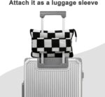 Travel Blanket and Pillow Compact, Premium Soft 2 in 1 Airplane Blanket with Soft Bag Pillowcase，Hand Luggage Sleeve and Backpack Clip (Checkered Black) - Image 6