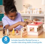 Melissa & Doug Take-Along Show-Horse Stable Play Set– Pretend Play Wooden Barn Toy with 8 Horse Toys & Carrying Case, Portable Preschool Travel Toys for Kids Ages 3+ - Image 3