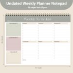 Weekly To Do List Notepad, Undated Planner with 52 Sheets (8.5''x11''), Desk Weekly Planner for Women & Man, Home School & Work - Image 4