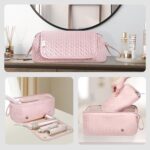 Hair Tools Travel Bag Karsyon Heat Resistant Mat Case Hot Tools Straightener, Curling Iron,Hair Dryers,Haircare Accessories Travel Essentials for Women 2 in 1 Organizer Bags (Pink) - Image 3