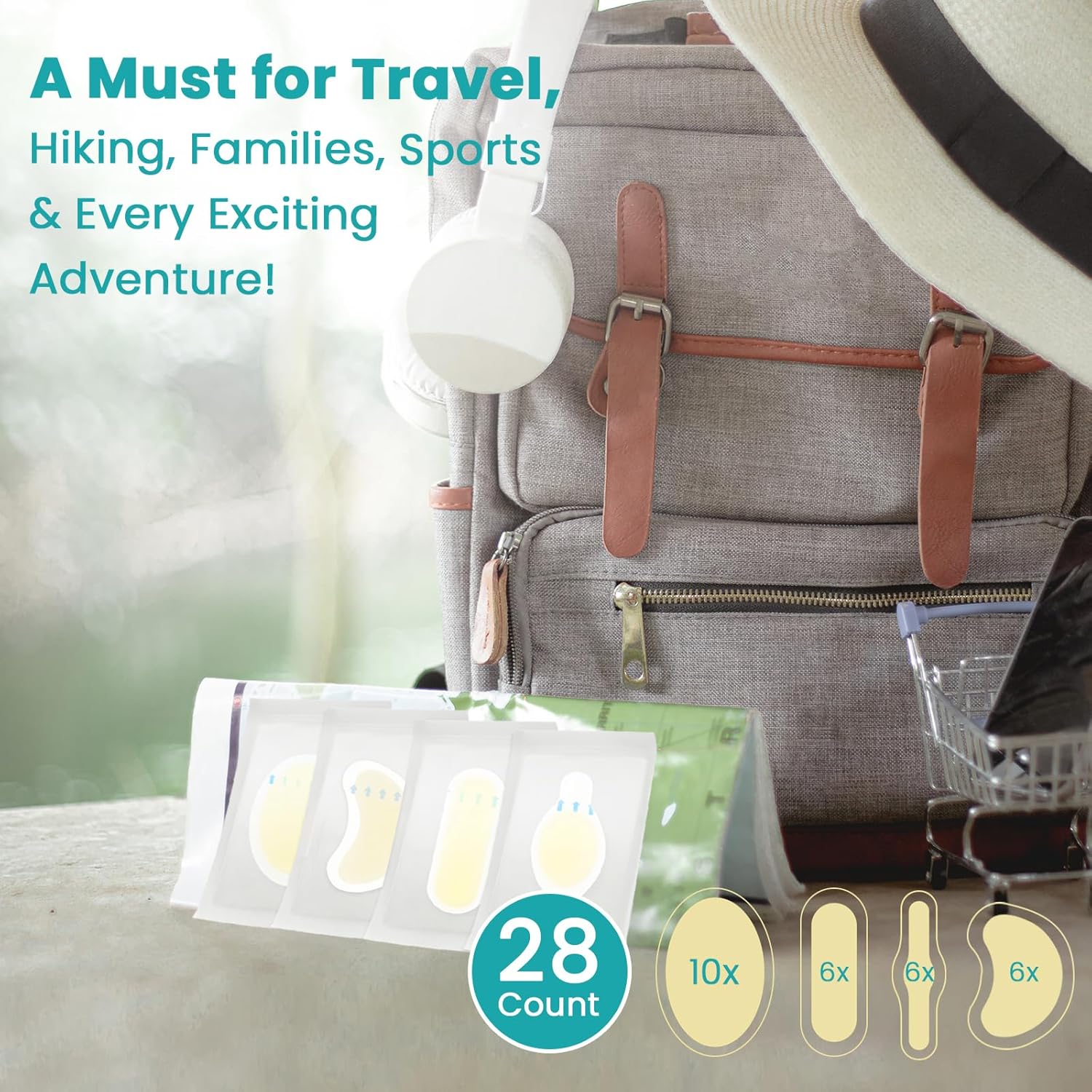 Blister Pads - 28 ct Water Resistant Hydrocolloid Bandages for Foot, Toe, Heel - Gel Blister Cushions for Prevention & Recovery, Variety Pack - Image 3