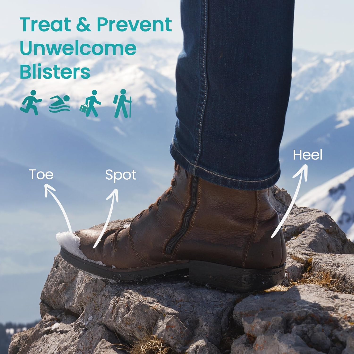 Blister Pads - 28 ct Water Resistant Hydrocolloid Bandages for Foot, Toe, Heel - Gel Blister Cushions for Prevention & Recovery, Variety Pack - Image 6