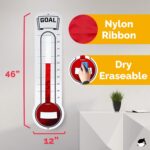 Fundraising Thermometer Chart Goal Tracker | Dry Erase Goal Setting Wall Mounted Thermometer | Giant Sales Goal Board with Pull-Through Ribbon Progress Tracker (46” x 12”) by ORCA - Image 4