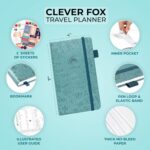 Clever Fox Travel Journal Pocket – Vacation & Road Trip Itinerary Planner Organizer & Traveling Memory Diary – Small Traveler Notebook (Aquamarine) - Image 3