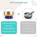 Handcrafted Tibetan Singing Bowl Set – 3.5” Sound Bowl for Meditation, Sound Healing & Yoga – Healing Instrument with Wooden Striker & Cushion – Authentic Hand-Hammered in Nepal - Image 8