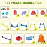 Meland Marble Run - 132Pcs Marble Maze Game Building Toy for Kid, Marble Track Race Set & STEM Learning Toys for Boy Girl Age 3 4 5 6 7 8 9+ (102 Translucent Marbulous Pcs & 30 Glass Marbles) - Image 3