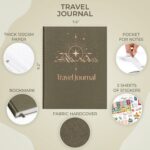 Skyline Travel Journal – Traveling Diary & Photo Journal – Vacation Essentials for Family, Men & Women – Bucket List Notebook (Olive Compass) - Image 3