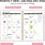 2026 Planner, Weekly and Monthly Calendar Planner Book, January 2026 - December 2026, Hardcover Spiral Planner with Monthly Tabs, Notes Pages, Perfect for Women & Men, A5 (6.4" x 8.5") - Pink - Image 3