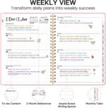 2026 Planner, Weekly and Monthly Calendar Planner Book, January 2026 - December 2026, Hardcover Spiral Planner with Monthly Tabs, Notes Pages, Perfect for Women & Men, A5 (6.4" x 8.5") - Pink - Image 4