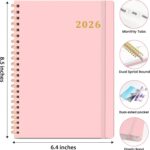 2026 Planner, Weekly and Monthly Calendar Planner Book, January 2026 - December 2026, Hardcover Spiral Planner with Monthly Tabs, Notes Pages, Perfect for Women & Men, A5 (6.4" x 8.5") - Pink - Image 6