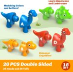 26PCS Dinosaur Alphabet Learning Toys for 18M+, Montessori Educational Toys for 3 4 5 Year Old, Toddlers Preschool Activities Fine Motor Toys for Boys, Double Sided ABC Matching Game - Image 3
