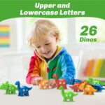 26PCS Dinosaur Alphabet Learning Toys for 18M+, Montessori Educational Toys for 3 4 5 Year Old, Toddlers Preschool Activities Fine Motor Toys for Boys, Double Sided ABC Matching Game - Image 5