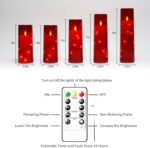 Flameless LED Candles with Timer 5 Pc Flickering Flameless Candles for Romantic Ambiance and Home Decoration Stable Acrylic Shell,with Embedded Star String，Battery Operated Candles（Red） - Image 6