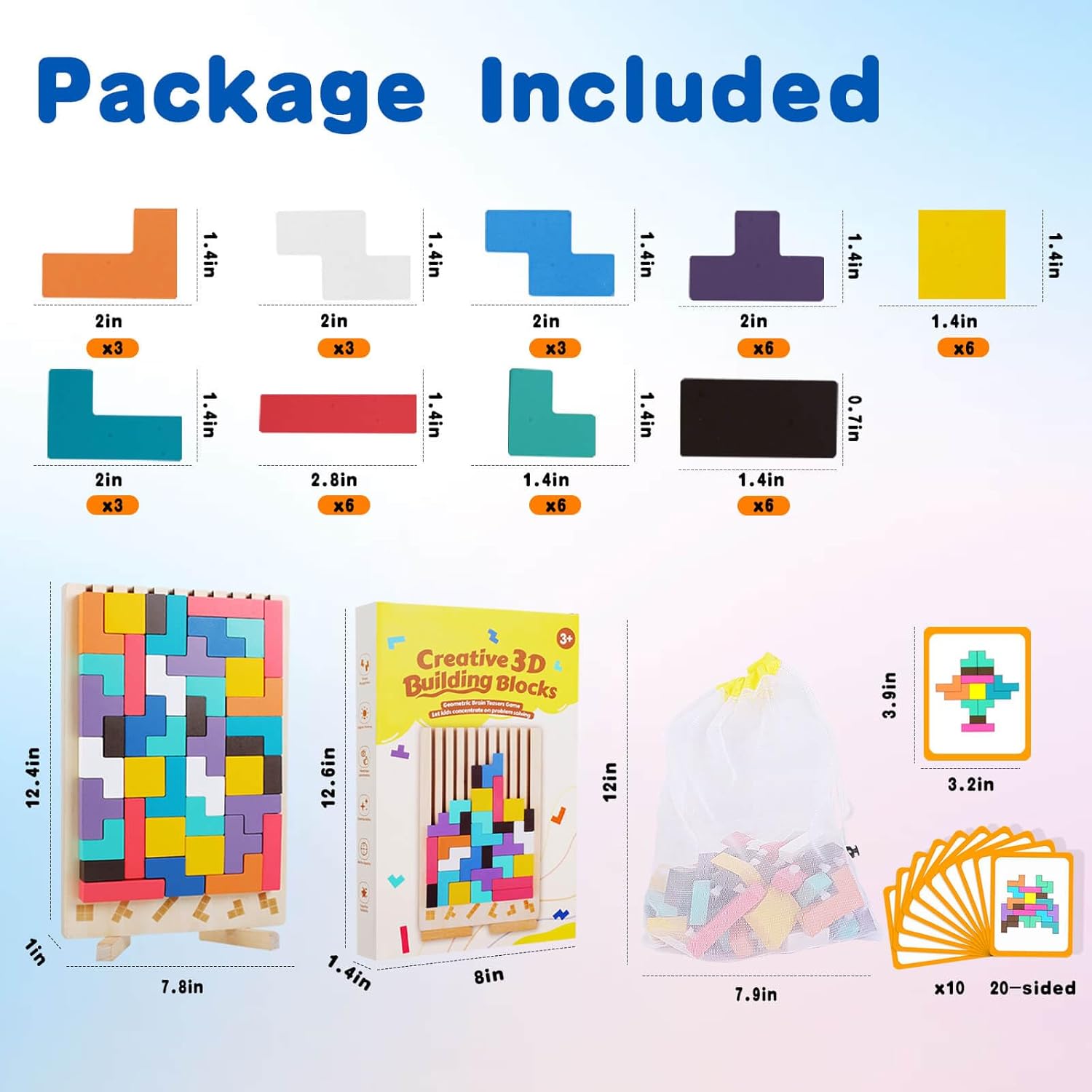 Wooden Colored 3D Russian Block Stacking Puzzle, Montessori Educational Toy for Toddlers Ages 3+ Fun Brain Teasers Family Board Game and Classroom Activities - Image 3