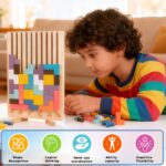 Wooden Colored 3D Russian Block Stacking Puzzle, Montessori Educational Toy for Toddlers Ages 3+ Fun Brain Teasers Family Board Game and Classroom Activities - Image 5