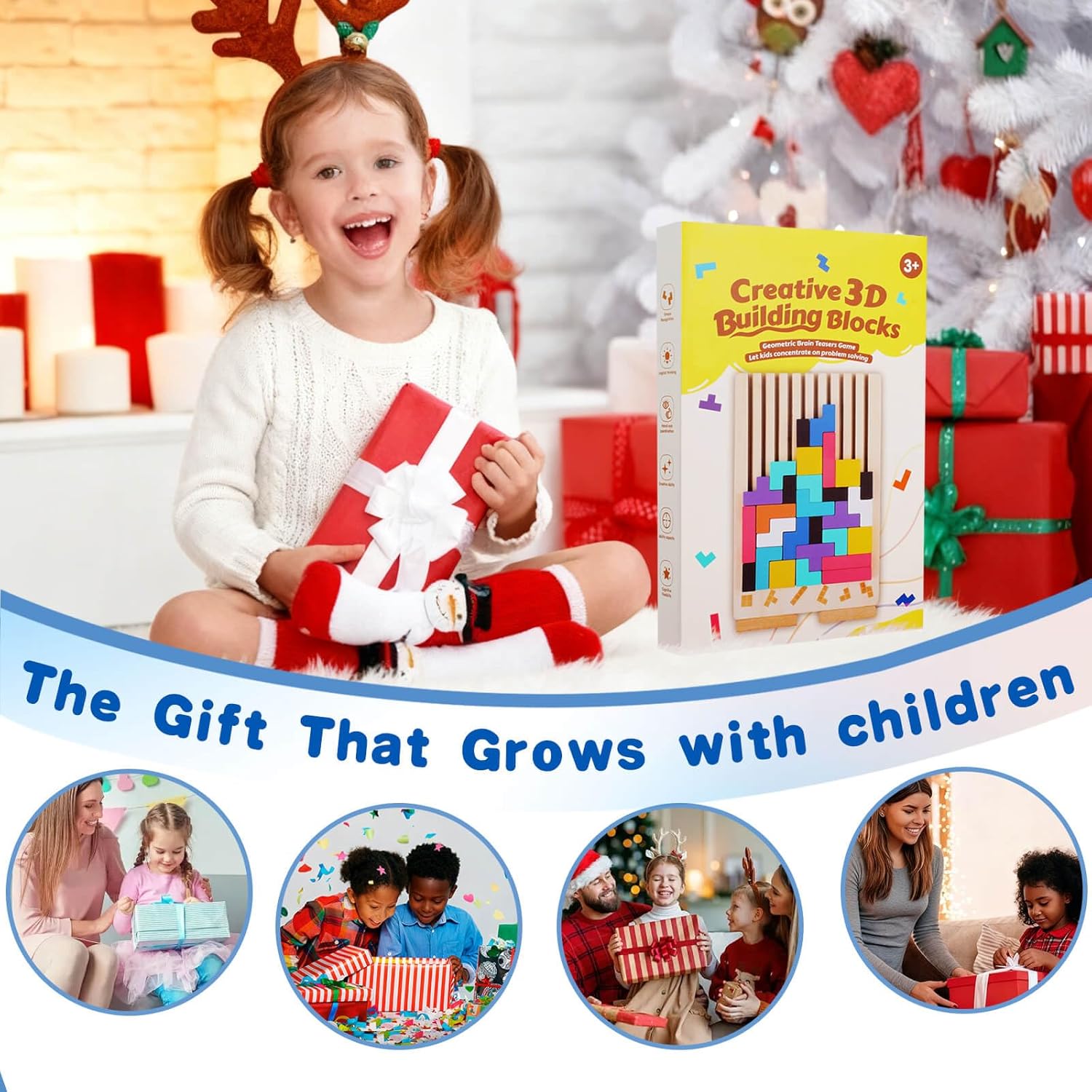 Wooden Colored 3D Russian Block Stacking Puzzle, Montessori Educational Toy for Toddlers Ages 3+ Fun Brain Teasers Family Board Game and Classroom Activities - Image 9