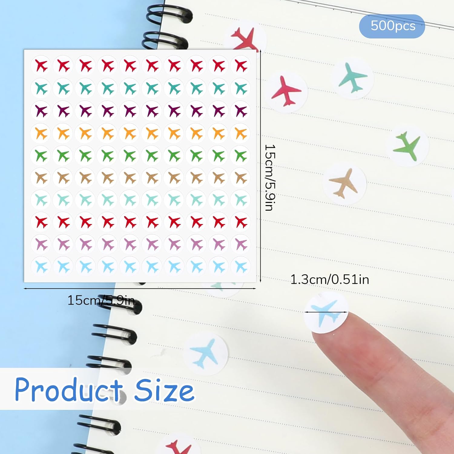 500 PCS Travel Airplane Planner Stickers, Mini Colorful Cute Plane Labels, Travel The Map Airplanes Mini Stickers for DIY Calendar Scrapbook Arts Decor - Image 3