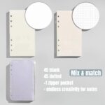 Denim A6 Refillable Binder - 6-Ring Lightweight Notebook, Travel Journal & Planner,Pocket,Gift for Students, Women,Girls Minimalists (Whispers) - Image 5