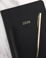 WORLD TRAVELER 2026 Planner - Weekly and Monthly Planner - 6x8 Planning Notebook & Calendar Agenda with Pen, Black Textured - Image 5