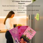 PIERTO Motivational Diet & Fitness Magnets – 15 Healthy Lifestyle Quotes for Fridge – Daily Weight Loss & Workout Reminder – Wellness Gift for Women & Men – Aesthetic Magnetic Set - Image 4