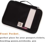 JAKAGO A4 Travel Portfolio Multifunctional Document Organizer Zippered Case for Office Supplies (Black) - Image 3