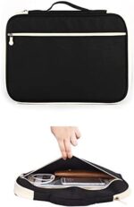 JAKAGO A4 Travel Portfolio Multifunctional Document Organizer Zippered Case for Office Supplies (Black) - Image 9