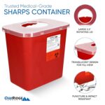 Oakridge Products Large Sharps Container for Home Use and Professional 2 Gallon (3-Pack) with Rotating lid, Biohazard Needle and Syringe Disposal, CDC Certified - Image 5