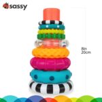 Sassy Stacks of Circles Stacking Ring STEM Learning Toy, Age 6+ Months, Multi, 9 Piece Set - Image 5