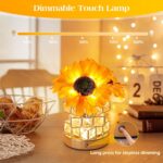 Sunflowers Flower Lamp,Rechargeable Cordless Touch Table Lamp,3-Colour Infinitely Dimming Small Night Light,Festival Restaurant Bedroom Bar Coffee Shop Birthday Gifts for Women Mom - Image 3