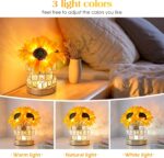 Sunflowers Flower Lamp,Rechargeable Cordless Touch Table Lamp,3-Colour Infinitely Dimming Small Night Light,Festival Restaurant Bedroom Bar Coffee Shop Birthday Gifts for Women Mom - Image 4
