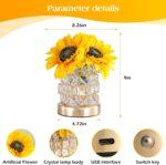 Sunflowers Flower Lamp,Rechargeable Cordless Touch Table Lamp,3-Colour Infinitely Dimming Small Night Light,Festival Restaurant Bedroom Bar Coffee Shop Birthday Gifts for Women Mom - Image 5