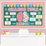 Growth Mindset Bulletin Board Set Motivational Posters Floral Brain Classroom Decorations Change Your Mindset Cutouts with 140Pcs Glue Points for School Chalkboard Wall Decor, 65Pcs - Image 5