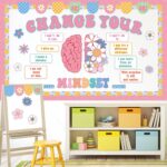 Growth Mindset Bulletin Board Set Motivational Posters Floral Brain Classroom Decorations Change Your Mindset Cutouts with 140Pcs Glue Points for School Chalkboard Wall Decor, 65Pcs - Image 8