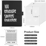 Money Saver Budget Binder Book with Pouches, 100 Envelope Challenge Binder with Numbers, A5 Money Budget Envelopes for Cash Saving $5,050 Black - Image 3