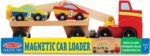 Melissa & Doug Magnetic Car Loader Wooden Toy Set with 4 Cars and 1 Semi-Trailer Truck Crane Wooden Toy, Vehicle Toys for Kids Ages 3+ - Image 4
