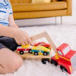 Melissa & Doug Magnetic Car Loader Wooden Toy Set with 4 Cars and 1 Semi-Trailer Truck Crane Wooden Toy, Vehicle Toys for Kids Ages 3+ - Image 6