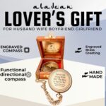 Gift for Husband Wife - Brass Compass 2" | Engraved Quote Birthday Wedding Anniversary Christmas Romantic Love Gifts idea for Boyfriend Girlfriend Men Women Him Her (Grow Old Along with Me) - Image 3