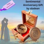 Gift for Husband Wife - Brass Compass 2" | Engraved Quote Birthday Wedding Anniversary Christmas Romantic Love Gifts idea for Boyfriend Girlfriend Men Women Him Her (Grow Old Along with Me) - Image 4