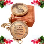 Gift for Husband Wife - Brass Compass 2" | Engraved Quote Birthday Wedding Anniversary Christmas Romantic Love Gifts idea for Boyfriend Girlfriend Men Women Him Her (Grow Old Along with Me) - Image 6