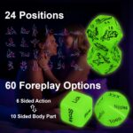 Date Night Dice Couple Games 6PCS, Couples Decision Dice for Romantic Ideas, Funny Naughty Boyfriend Girlfriend for Husband or Wife Acrylic Position Decision Toy（Glow in The Dark） - Image 3